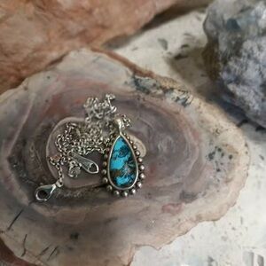 LAGOS Silver Necklace with Blue Teardrop Pendant